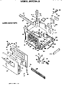 Lower Oven Diagram and Parts List for JKP27J3  General Electric Wall Oven