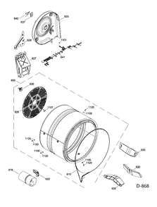 DRUM Diagram and Parts List for GFMS150GD0WW  General Electric Dryer