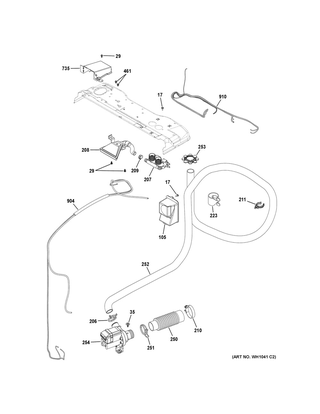 Water System Diagram and Parts List for XUD27GSSM1WW  General Electric Washer Dryer Combo