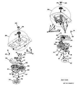 MOTOR & DRIVE ASSEMBLY Diagram and Parts List for C978-97222210  General Electric Washer