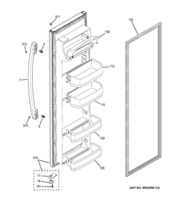 FRESH FOOD DOOR Diagram and Parts List for GSF25JGDFWW  General Electric Refrigerator