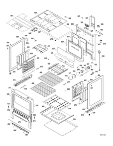 BODY PARTS Diagram and Parts List for JCBP350DT1WW  General Electric Range