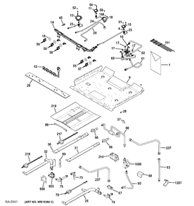 GAS & BURNER PARTS Diagram and Parts List for PCGB950SEF1SS  General Electric Range
