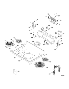 CONTROLS & COOKTOP Diagram and Parts List for JCBP71CP1BB  General Electric Range