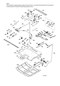 GAS & BURNER PARTS Diagram and Parts List for PCGS910SEF2SS  General Electric Range