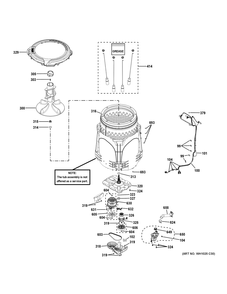 Tub And Motor Diagram and Parts List for 5TW4207ST0WS  General Electric Washer