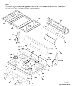 CONTROL PANEL & COOKTOP Diagram and Parts List for JCGB860SEJ1SS  General Electric Range