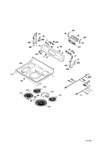 CONTROL PANEL & COOKTOP Diagram and Parts List for JCBP800DT1WW  General Electric Range
