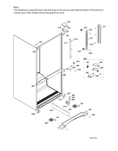 HINGE PARTS Diagram and Parts List for GBR20DTEBRBB  General Electric Refrigerator
