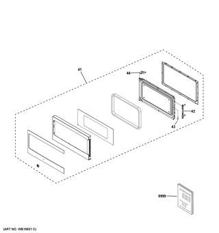 Door Parts Diagram and Parts List for CEB515P4N1WM  General Electric Microwave