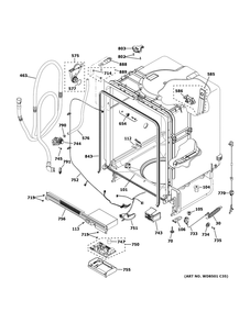 Body Parts Diagram and Parts List for GDF511PGR0BB  General Electric Dishwasher