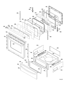 DOOR-DRAWER Diagram and Parts List for JCBP810ST1SS  General Electric Range