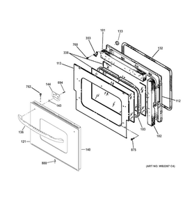Door Diagram and Parts List for JM250DF1WW  General Electric Range