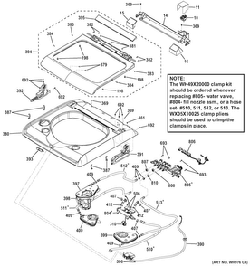 Top Panel & Lid Diagram and Parts List for GHWS8355H1MC  General Electric Washer