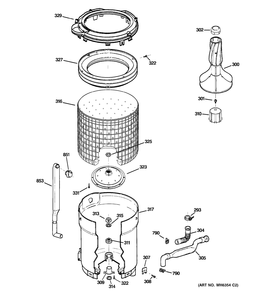 TUB, BASKET & AGITATOR Diagram and Parts List for MNSR1090H3WW  General Electric Washer