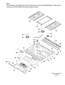 CONTROL PANEL & COOKTOP Diagram and Parts List for JCGS760BEL1TS  General Electric Range