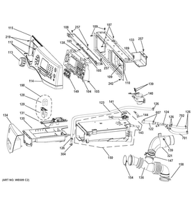 Controls & Dispenser Diagram and Parts List for GFWS1705H0DG  General Electric Washer