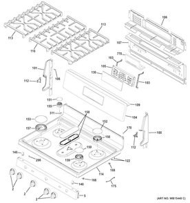 Part Location Diagram of WB36X25218 GE Range Backguard