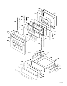 DOOR & DRAWER Diagram and Parts List for JGSP28SER2SS  General Electric Range