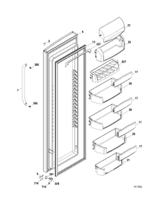 FF DOOR Diagram and Parts List for GSR23KSWASS  General Electric Refrigerator