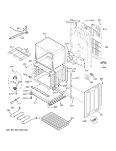Lower Oven Diagram and Parts List for JB860FJADS  General Electric Range
