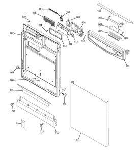 Escutcheon & Door Assembly Diagram and Parts List for GSD6300J00CC  General Electric Dishwasher