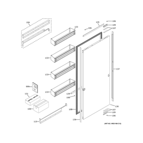 Door Diagram and Parts List for ZIR361NBRDII  General Electric Freezer