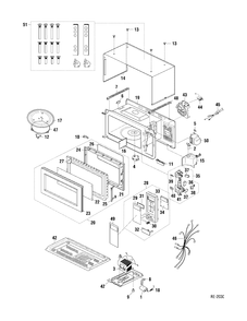 MICROWAVE OVEN Diagram and Parts List for JEM25WKC01  General Electric Microwave