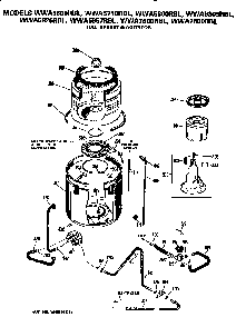 Tub, Basket And Agitator Diagram and Parts List for WWA5600RBLWW  General Electric Washer