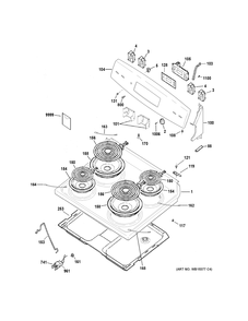 CONTROL PANEL & COOKTOP Diagram and Parts List for JBS27DF3WW  General Electric Range