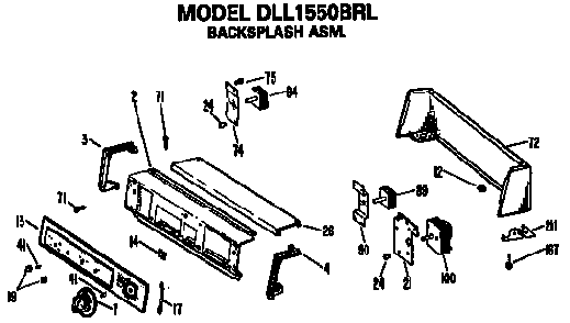 Backsplash Dll1550brl Only Diagram and Parts List for DLL1550BRL  Hotpoint Dryer