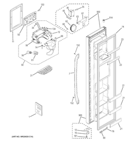 Freezer Door Diagram and Parts List for GSS20GSDBSS  General Electric Refrigerator