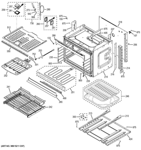 Lower Oven Diagram and Parts List for CT9550SH3SS  General Electric Wall Oven