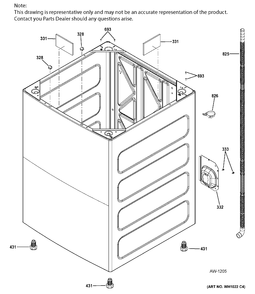 CABINET Diagram and Parts List for GTW460AMJ5WW  General Electric Washer