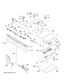 Gas And Burner Parts Diagram and Parts List for JGB660FP1DS  General Electric Range