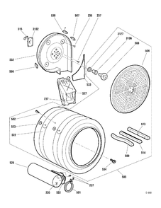 DRUM & HEATER Diagram and Parts List for UPVH880GJ0MV  General Electric Dryer