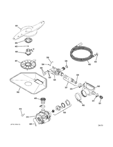 Motor-Pump Diagram and Parts List for GSRC3KLZBFWW  General Electric Dishwasher