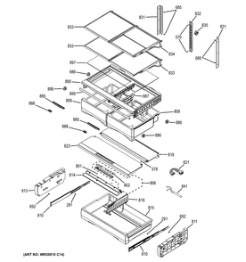 Fresh Food Shelves Diagram and Parts List for GYE22KMHBES  General Electric Refrigerator