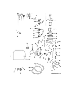 Motor-pump Mechanism Diagram and Parts List for PDW1860K01SS  General Electric Dishwasher