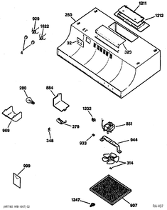 HOOD Diagram and Parts List for JV347X1WWC  General Electric Range