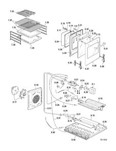 OVEN PARTS & DOOR Diagram and Parts List for CFSGGD36K1BS  General Electric Range