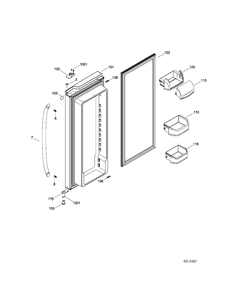 FF DOOR RIGHT Diagram and Parts List for GFRS2KBYHSS  General Electric Refrigerator