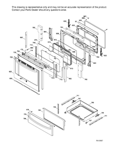 DOOR & DRAWER Diagram and Parts List for JCB630EF1ES  General Electric Range
