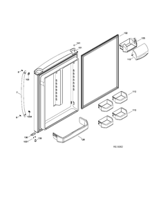 FF DOOR Diagram and Parts List for GDRS0HBDARSS  General Electric Refrigerator