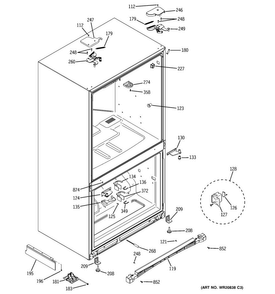 Case Parts Diagram and Parts List for CFCP1RKBASS  General Electric Refrigerator