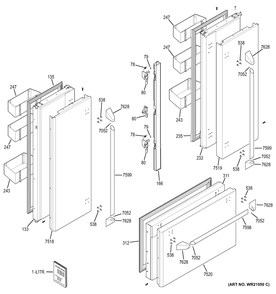 DOORS Diagram and Parts List for ZIPP360NZA  General Electric Refrigerator