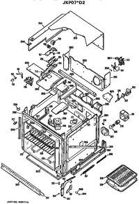 Main Body Diagram and Parts List for JKP07*D2  General Electric Wall Oven