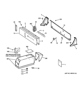 Control Panel & Coin Box Assembly Diagram and Parts List for DMCD330GJ4WC  General Electric Dryer