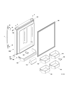 FF DOOR Diagram and Parts List for PDRF0MBYARBB  General Electric Refrigerator