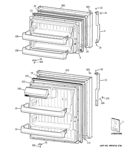 DOORS Diagram and Parts List for MTS17BBSBRWW  General Electric Refrigerator